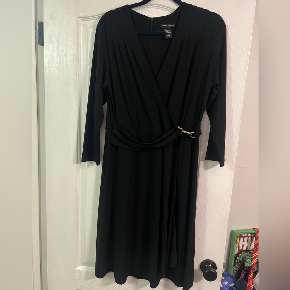 New York & Company Black 3/4 Sleeve Dress